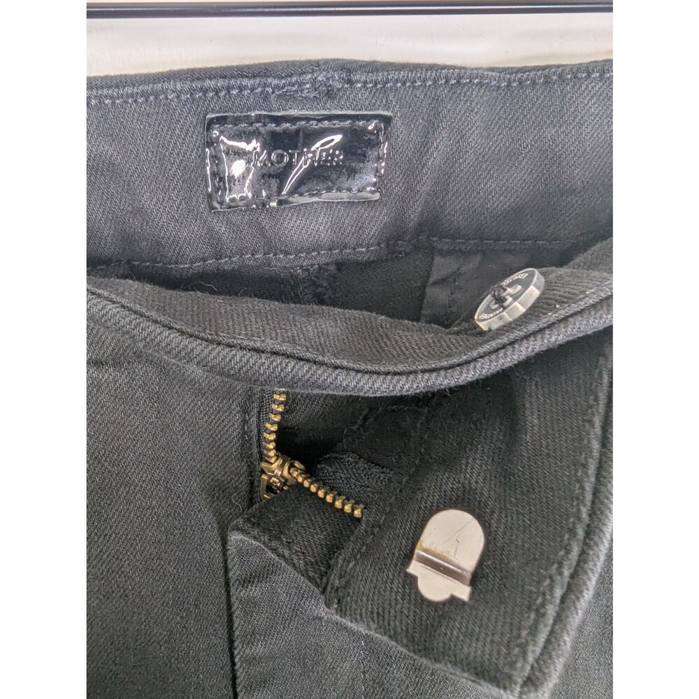 Mother High Rise The Roller Prep Heel Wide Leg Jean in Pitch Black Minimalist - Picture 7 of 9